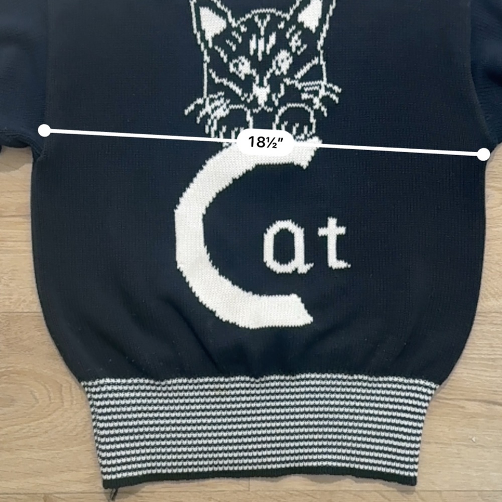 Rawlings Cat Boatneck Knit Sweater Vintage Rare - Picture 4 of 14